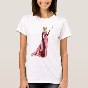 T-shirt Renard glamour en rose