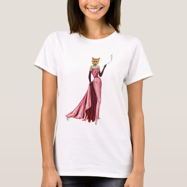 T-shirt Renard glamour en rose (Devant)