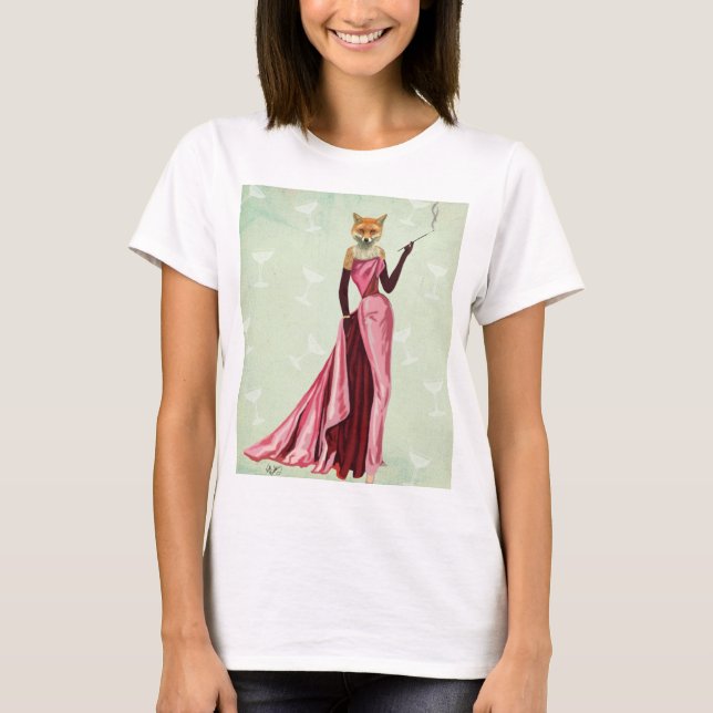 T-shirt Renard glamour en rose 2 (Devant)