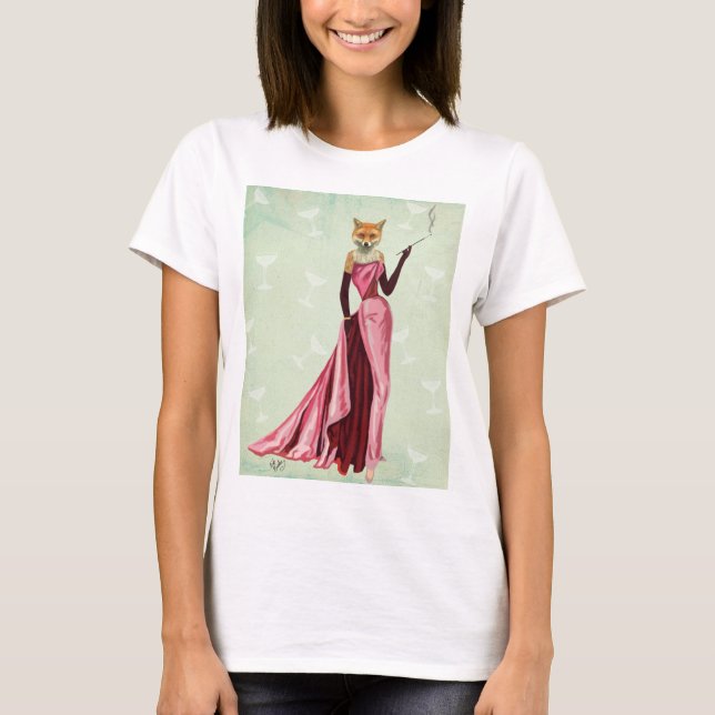 T-shirt Renard glamour en rose 2 (Devant)