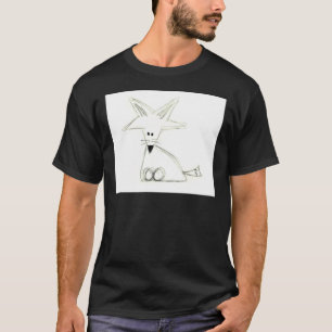 T-shirt renard gribouillage noir blanc gris simple dessin