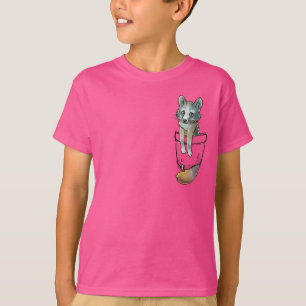 T-shirt Renard gris mou de poche