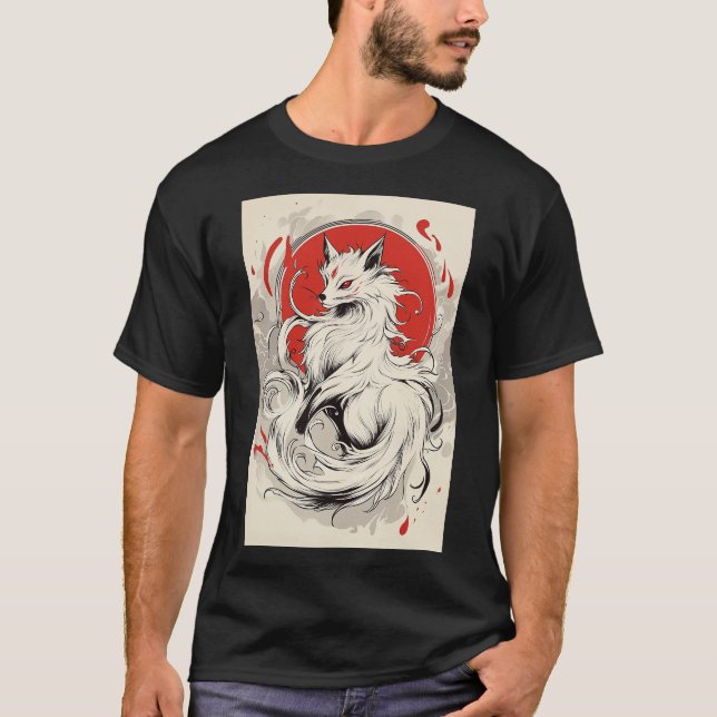 T-shirt Renard japonais blanc Kitsune (Devant)