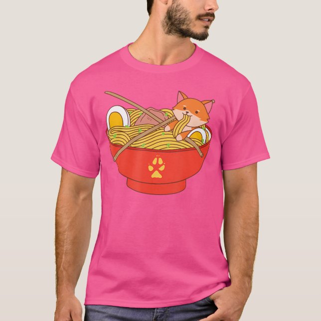 T-shirt Renard Kawaii Avec Ramen (Devant)