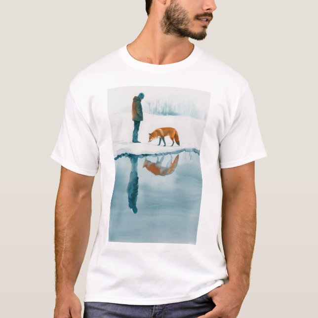 T-shirt Renard Marcher À Côté De La Rivière Des Neiges Réf (Devant)