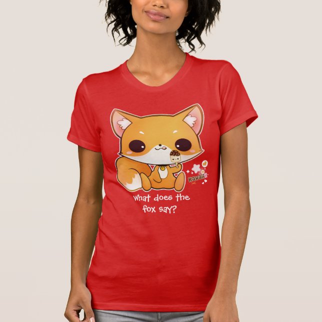 T-shirt Renard mignon de chibi avec la glace de kawaii (Devant)