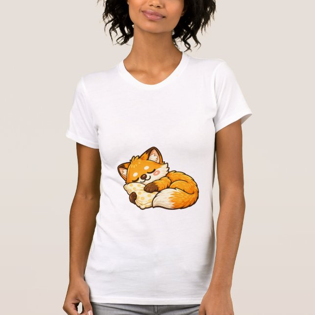 T-shirt Renard mignon endormi au chaud (Devant)