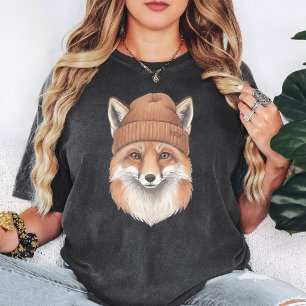 T-shirt Renard Mignon Portant un Béret Graphique