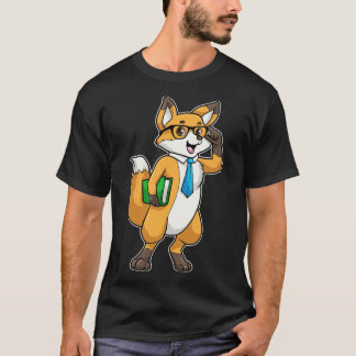 T-shirt Renard Nerd avec lunettes Livre