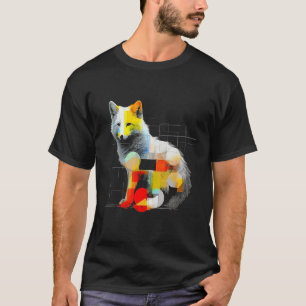 T-shirt Renard oeuvre d'art colorée art animalier géométri