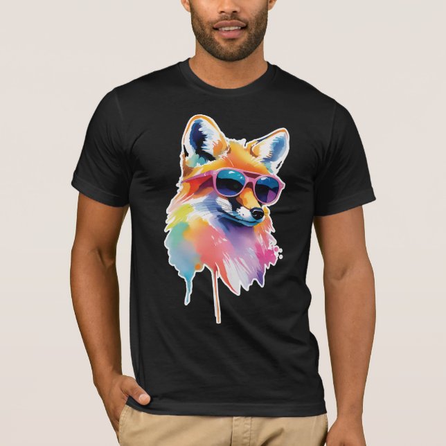 T-shirt renard portant des lunettes (Devant)