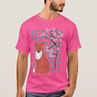 T-shirt Renard renard cerisier Arbre sakura renard japonai