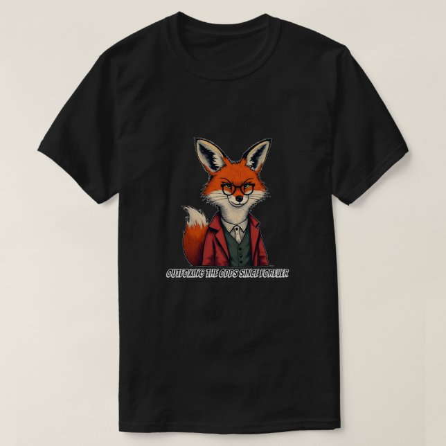 T-shirt Renard rouge intelligent en lunettes et costume -  (Design devant)