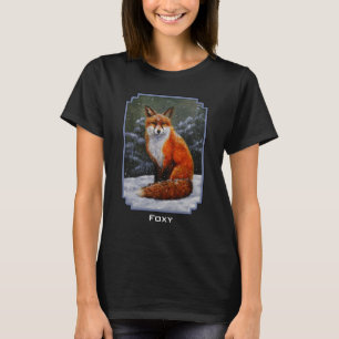 T-shirt Renard rouge mignon en neige hivernale