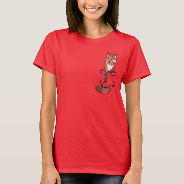 T-shirt Renard roux de poche (Devant)