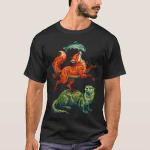 T-shirt Renard roux et loutre de rivière