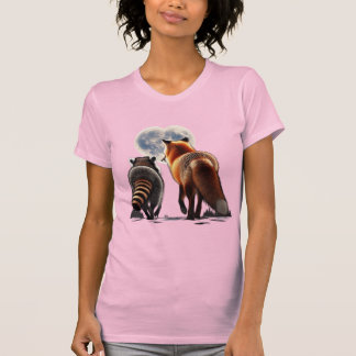 T-shirt Renard Roux et Raton Laveur : Coeur de Lune
