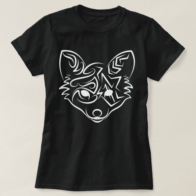 T-shirt Renard tribal noir et blanc (Design devant)