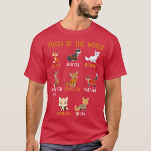 T-shirt Renards Du Monde Drôle Animaux De Fox Éducatifs