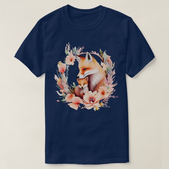 T-shirt Renards et fleurs (Design devant)