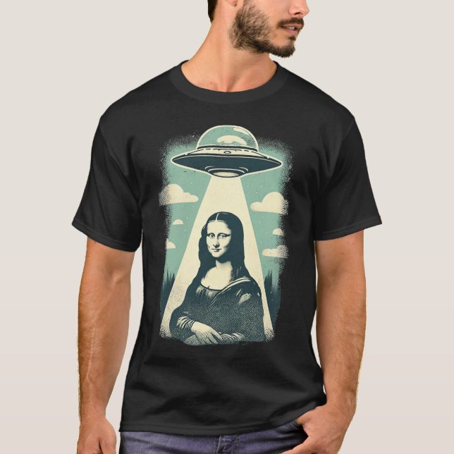 T-shirt Rencontre de Mona Lisa avec un OVNI (Devant)