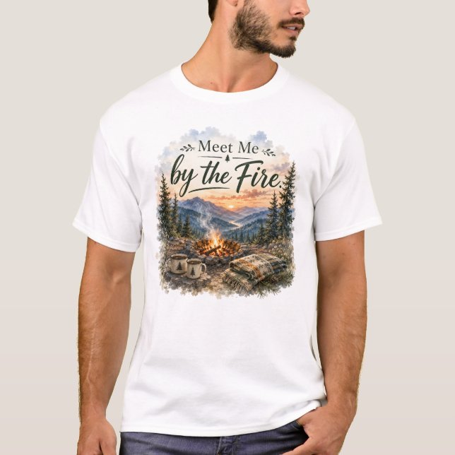 T-shirt Rencontre-moi près du feu Feu de camp au coucher d (Devant)