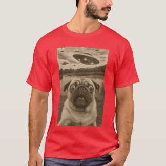 T-shirt Rencontres de Pug Vintage UFO Drôle d'UFO et Pug S