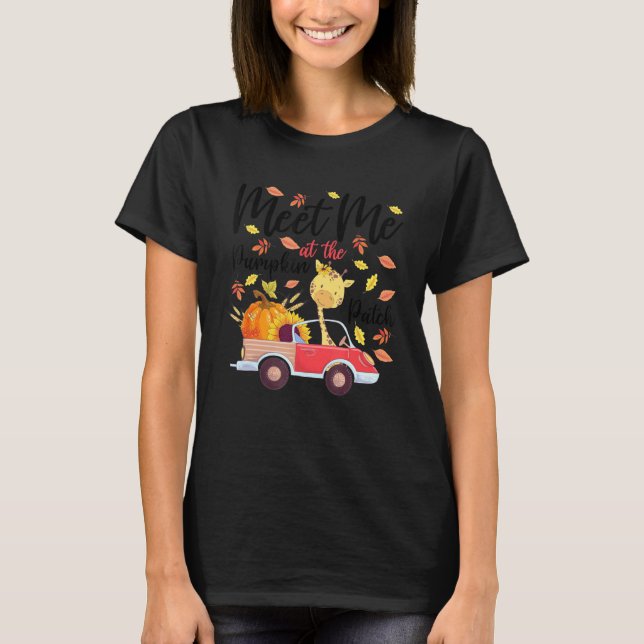 T-shirt Rencontrez-Moi Au Citrouille Patch Giraffe Citroui (Devant)