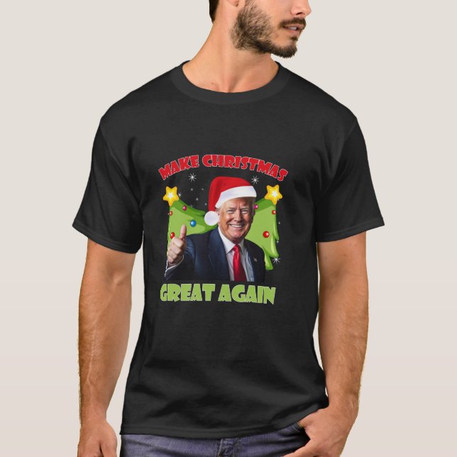 T-shirt Rendre Noël super à nouveau drôle Père Noël Trump  (Devant)
