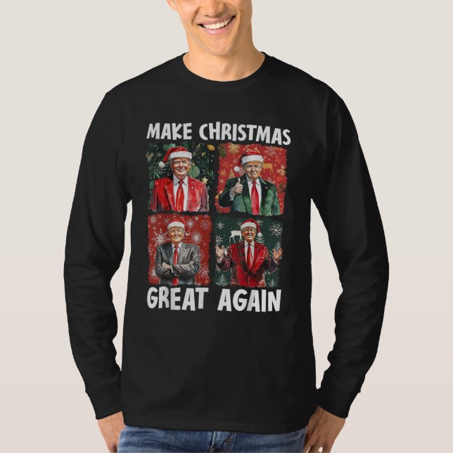 T-shirt Rendre Noël super à nouveau drôle Père Noël Trump  (Devant)