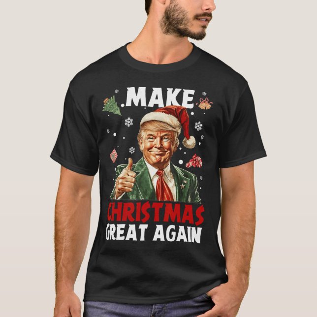 T-shirt Rendre Noël super Père Noël amusant Trump Noël (Devant)