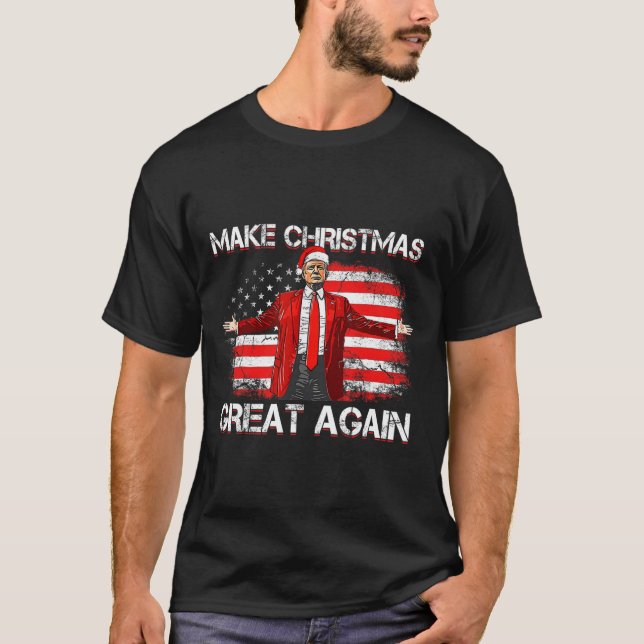 T-shirt Rendre Noël super Père Noël amusant Trump Noël (Devant)