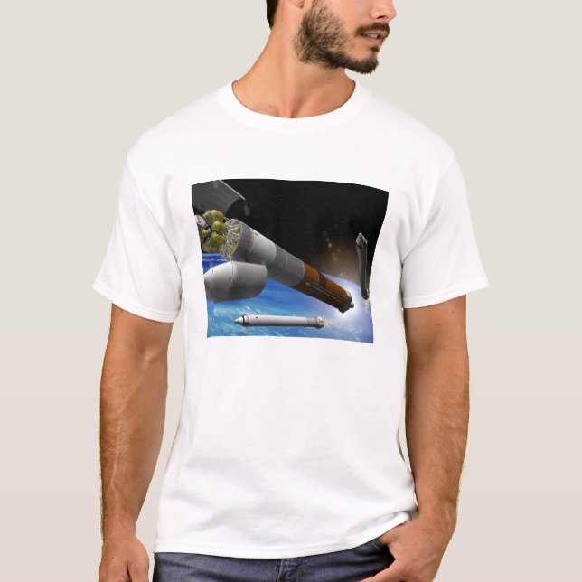 T-shirt Rendu d'artiste d'une fusée de transport lourd (Devant)