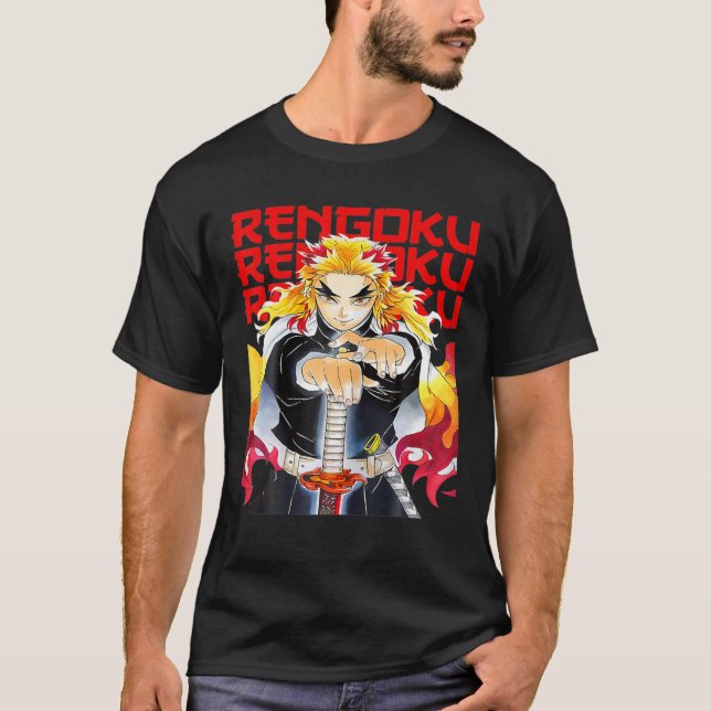 T-shirt Rengoku Drôle Oeuvre Artistique Pour Hommes Femmes (Devant)