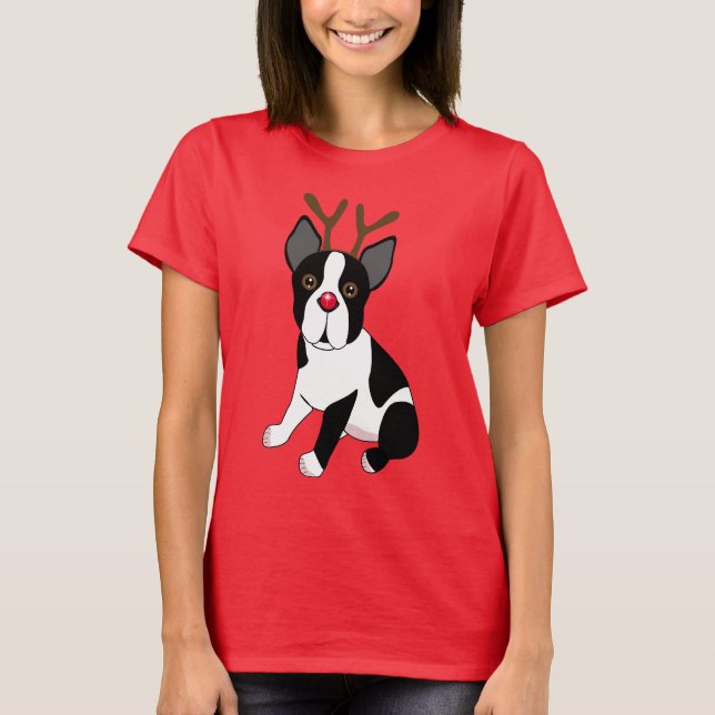 T-shirt Renne de Boston Terrier (Devant)