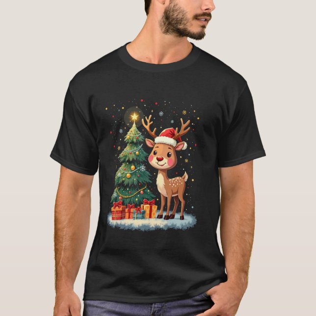 T-shirt renne de décoration de Noël (Devant)