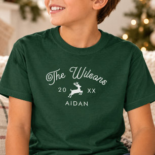 T-shirt Renne de Noël de famille assortie Nom personnalisé