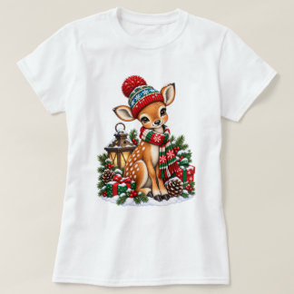 T-shirt Renne de Noël vintage Rétro Fêtes d'hiver