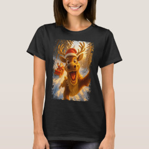 T-shirt Renne drôle selfie Santa Noël joyeux hommes Wo