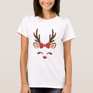 T-shirt Rennes de Noël Mignonnes Vacances Hiver