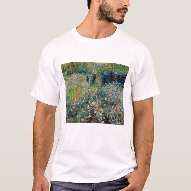 T-shirt Renoir - Femme avec un parasol dans un jardin (Devant)