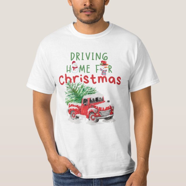 T-shirt Rentrer en voiture pour Noël, Joyeux Noël, Noël  (Devant)