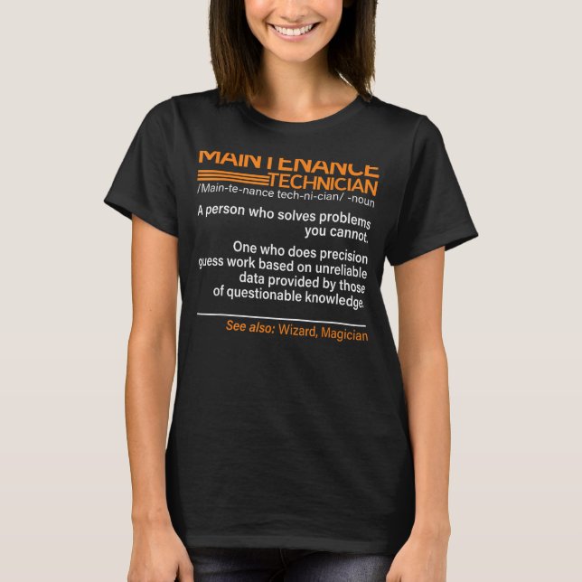 T-shirt Réparateur de définition de technicien de maintena (Devant)