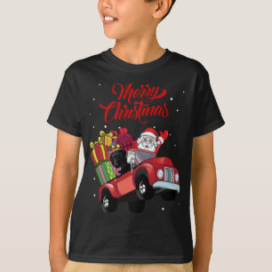 T-shirt Réparateur Revêtu Avec Père Noël En Camion Rouge