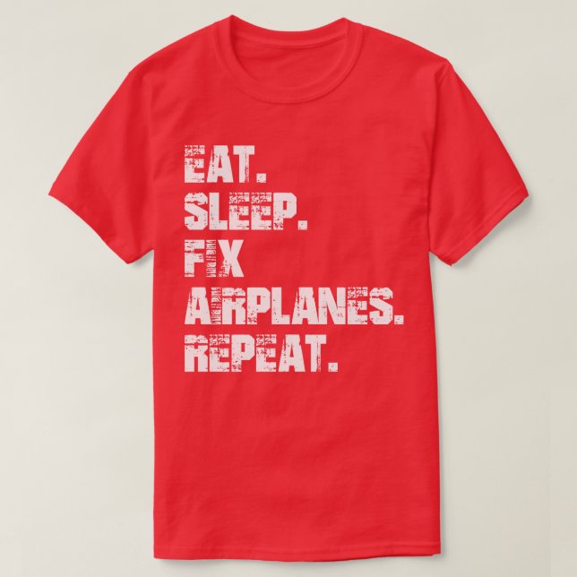 T-shirt Réparation de l'avion Répéter l'avion Répéter w (Design devant)