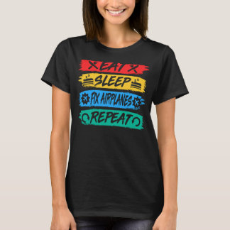 T-shirt Réparer le sommeil Aéronefs Répéter l'aéronef Méca