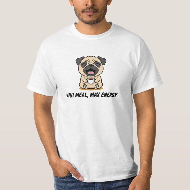 T-shirt Repas Mini Énergie Max Pug Art (Devant)