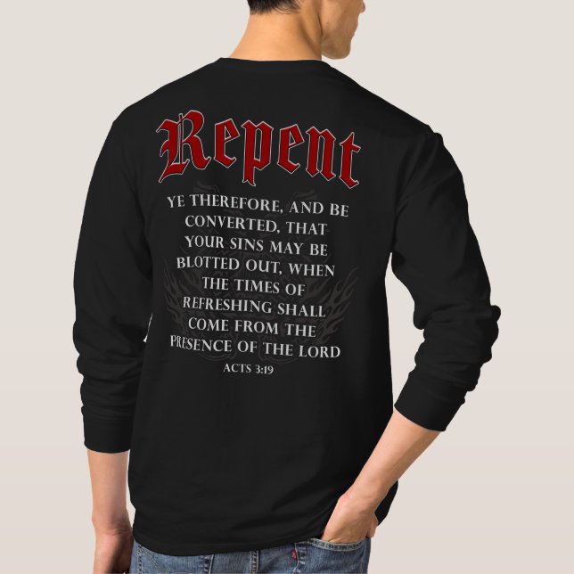 T-shirt Repent Inspiration Moto Christian Faith Bike (Dos)