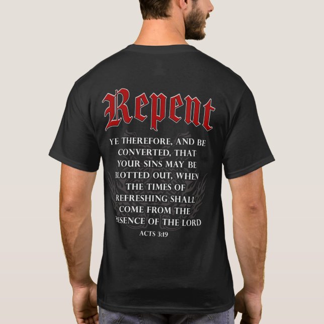 T-shirt Repent Inspiration Moto Christian Faith Bike (Dos)