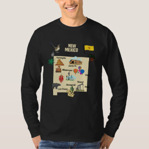 T-shirt Repères de carte touristique de l'État du Nouveau-